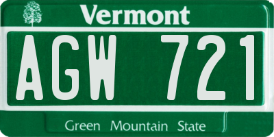 VT license plate AGW721