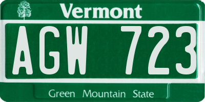 VT license plate AGW723