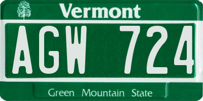 VT license plate AGW724