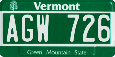 VT license plate AGW726