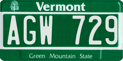VT license plate AGW729