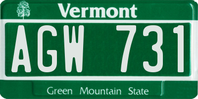 VT license plate AGW731