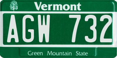 VT license plate AGW732