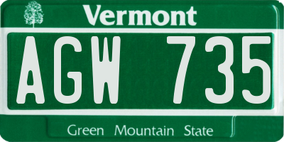 VT license plate AGW735