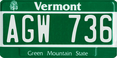 VT license plate AGW736