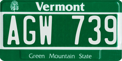 VT license plate AGW739