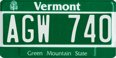 VT license plate AGW740