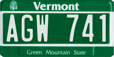 VT license plate AGW741