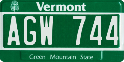 VT license plate AGW744
