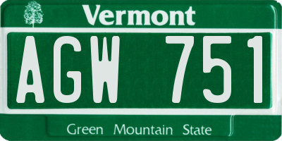 VT license plate AGW751