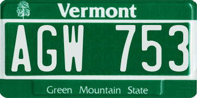 VT license plate AGW753