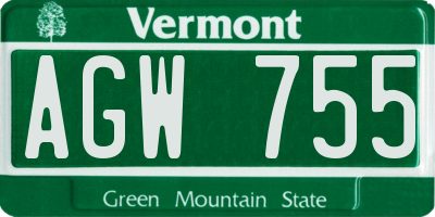 VT license plate AGW755