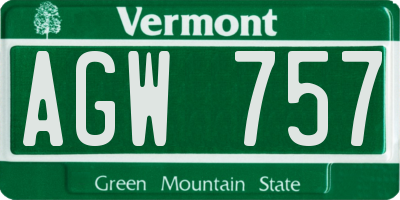 VT license plate AGW757