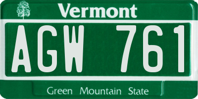 VT license plate AGW761