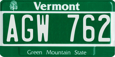 VT license plate AGW762