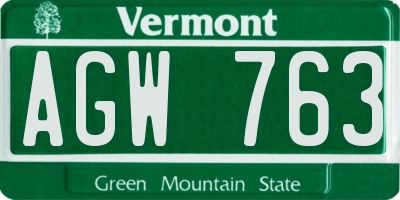 VT license plate AGW763