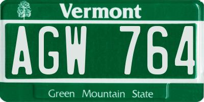 VT license plate AGW764