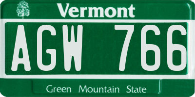 VT license plate AGW766