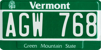 VT license plate AGW768
