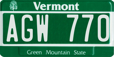 VT license plate AGW770