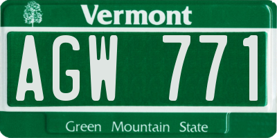 VT license plate AGW771
