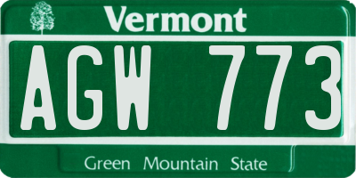 VT license plate AGW773