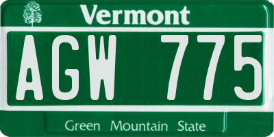 VT license plate AGW775