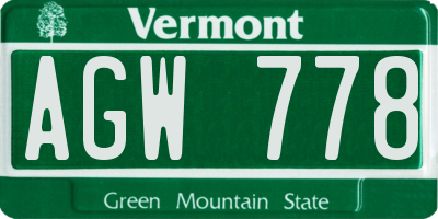 VT license plate AGW778