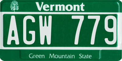 VT license plate AGW779