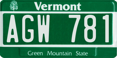 VT license plate AGW781