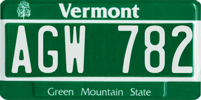VT license plate AGW782