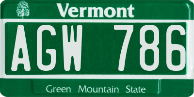 VT license plate AGW786