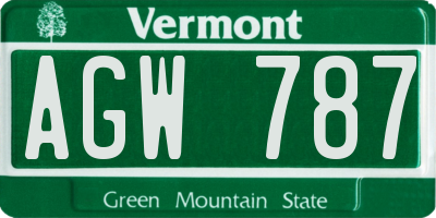 VT license plate AGW787