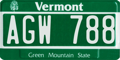 VT license plate AGW788
