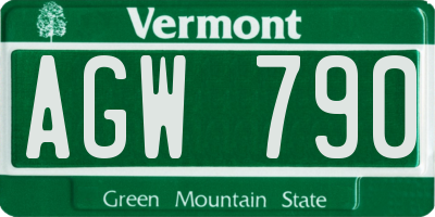 VT license plate AGW790
