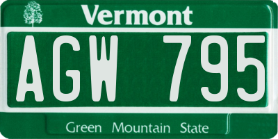 VT license plate AGW795