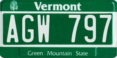 VT license plate AGW797