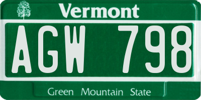VT license plate AGW798