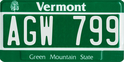 VT license plate AGW799