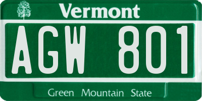 VT license plate AGW801