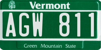 VT license plate AGW811