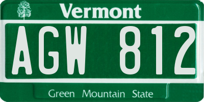 VT license plate AGW812