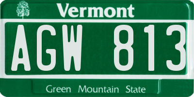 VT license plate AGW813