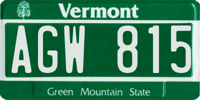 VT license plate AGW815