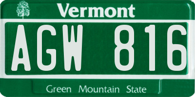 VT license plate AGW816