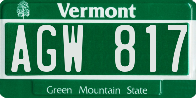 VT license plate AGW817