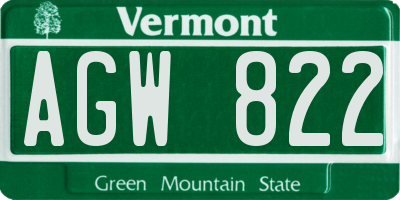 VT license plate AGW822