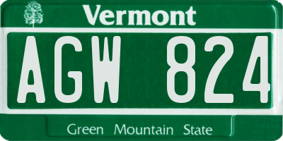 VT license plate AGW824