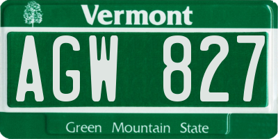 VT license plate AGW827