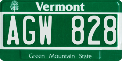 VT license plate AGW828